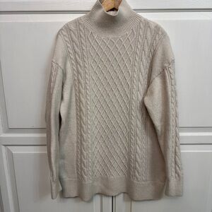 H&M Turtleneck Cream Knit Cabincore Sweater. Long size M. Cozy